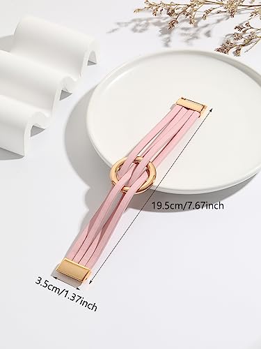 Fuqimanman2020 Circle Charm Leather Wrap Bracelet Boho Handmade Layered Cuff Bracelets for Women Bohemian Multi Strand Bangle Bracelets Holiday Jewelry Gift-blue