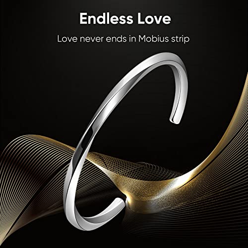 VNOX Cuff Bracelet for Men Women - Twist Mobius Endless Love Bracelet Stainless Steel Bangle Bracelet, Jewelry Gift for Christmas, Birthday, Love, Friendship