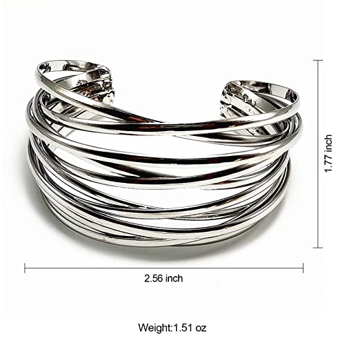 YBMYCM Chunky Gold Cuff Bracelet for Women Gold Line Web Wrist Cuff Bangle Bracelet Fashion Costume Jewelry