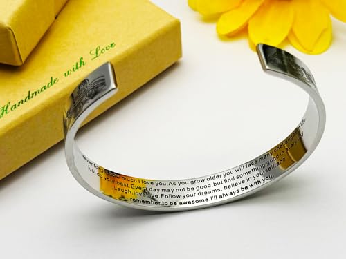 Inspirational Bracelet Cuff Bracelets for Women Stainless Steel Jewelry Bracelets Motivational Bangles Personalized Gifts for Best Friend, Stainless Steel, stainless steel
