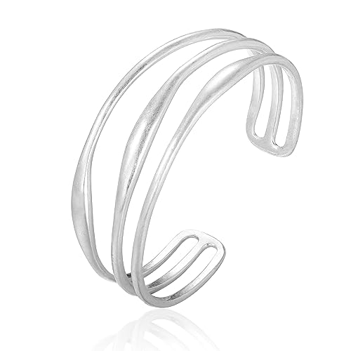 LILIE&WHITE Cuff Bracelets for Women Open Adjustable Wide Cuff Bracelet Antique Silver Open Bangle Bracelet Fashion Jewelry