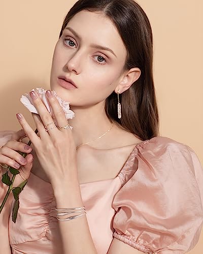 LILIE&WHITE Cuff Bracelets for Women Open Adjustable Wide Cuff Bracelet Antique Silver Open Bangle Bracelet Fashion Jewelry