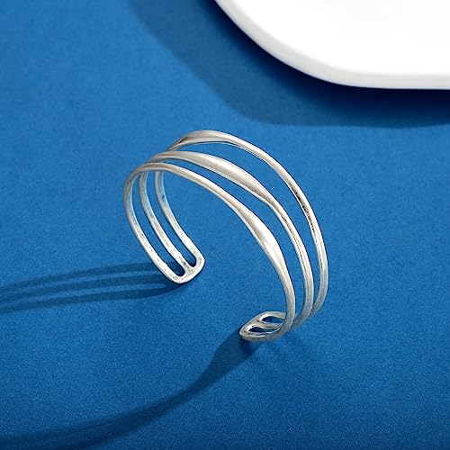 LILIE&WHITE Cuff Bracelets for Women Open Adjustable Wide Cuff Bracelet Antique Silver Open Bangle Bracelet Fashion Jewelry