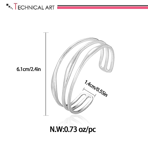 LILIE&WHITE Cuff Bracelets for Women Open Adjustable Wide Cuff Bracelet Antique Silver Open Bangle Bracelet Fashion Jewelry