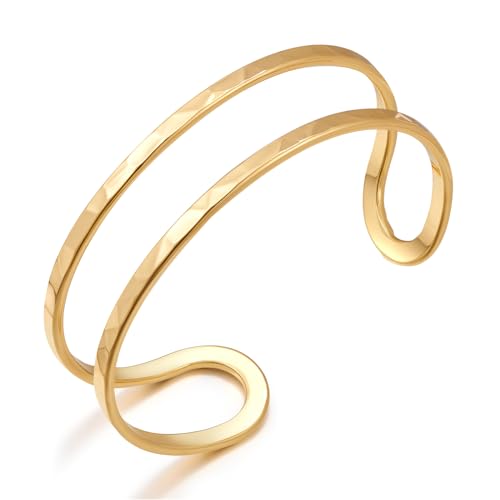 COORWEEL Open Bangle Gold Wide Cuff-Bracelets for Women Jewelry Gifts