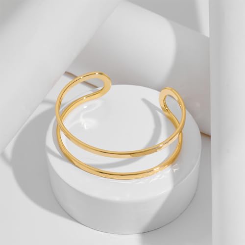 COORWEEL Open Bangle Gold Wide Cuff-Bracelets for Women Jewelry Gifts