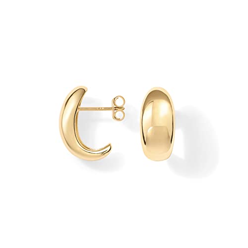 14K Yellow Gold Dome Hoop Earrings by PAVOI