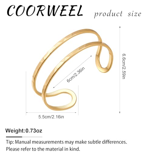 COORWEEL Open Bangle Gold Wide Cuff-Bracelets for Women Jewelry Gifts