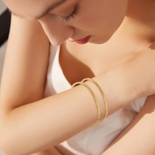 COORWEEL Open Bangle Gold Wide Cuff-Bracelets for Women Jewelry Gifts