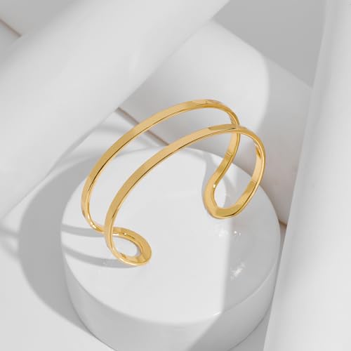COORWEEL Open Bangle Gold Wide Cuff-Bracelets for Women Jewelry Gifts