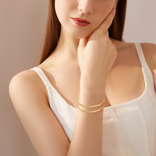 COORWEEL Open Bangle Gold Wide Cuff-Bracelets for Women Jewelry Gifts