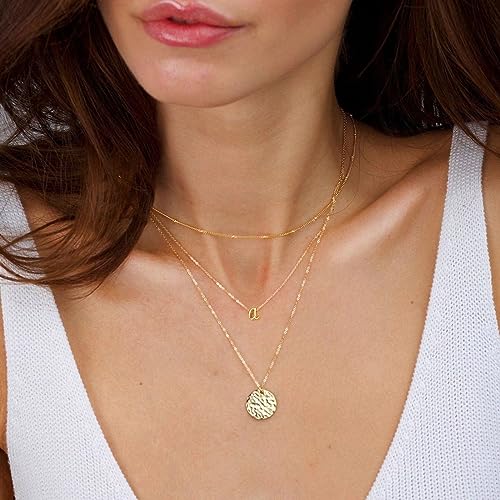 Dainty Gold Initial M Pendant Necklace for Women