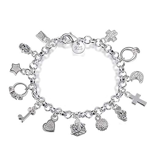 Aeora S925 Silver Thirteen Hanging Pieces Bracelet For Women Gift Bracelets & Bangles Jewelry