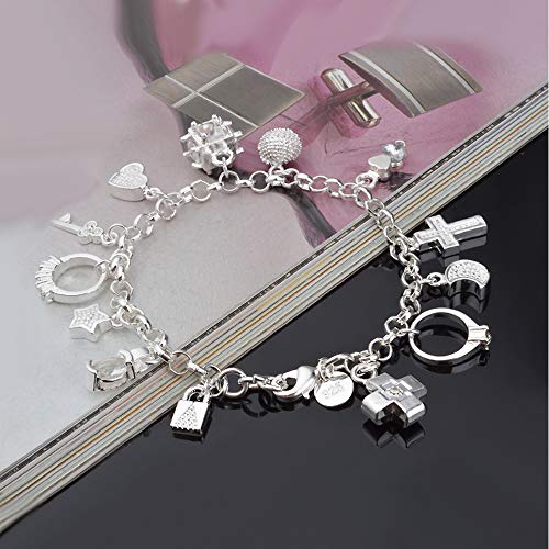 Aeora S925 Silver Thirteen Hanging Pieces Bracelet For Women Gift Bracelets & Bangles Jewelry