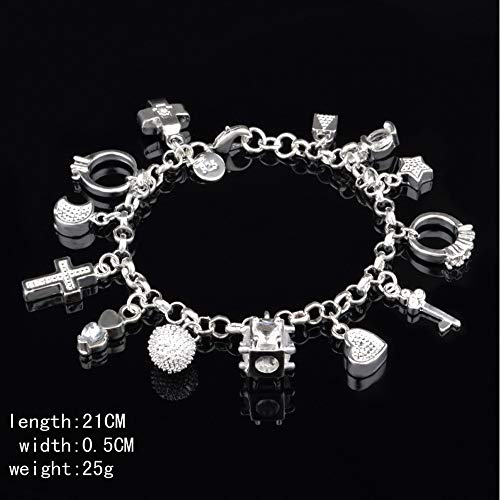Aeora S925 Silver Thirteen Hanging Pieces Bracelet For Women Gift Bracelets & Bangles Jewelry