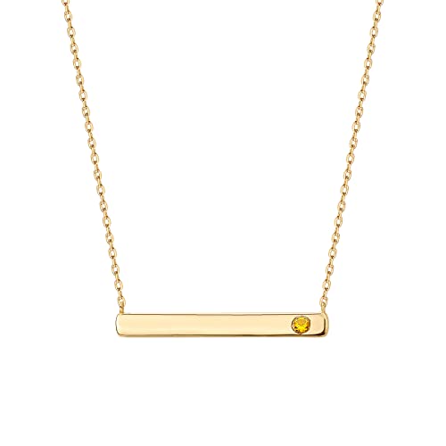 PAVOI Crystal Birthstone Bar Necklace | Dainty Gold