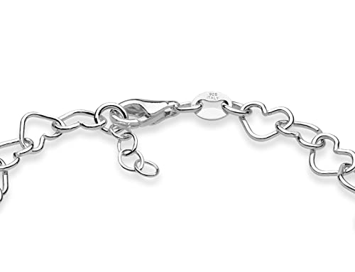 Miabella Sterling Silver Italian 5mm Rolo Heart Link Chain Bracelet for Women, Made in Italy (Length 6.5 Inches)