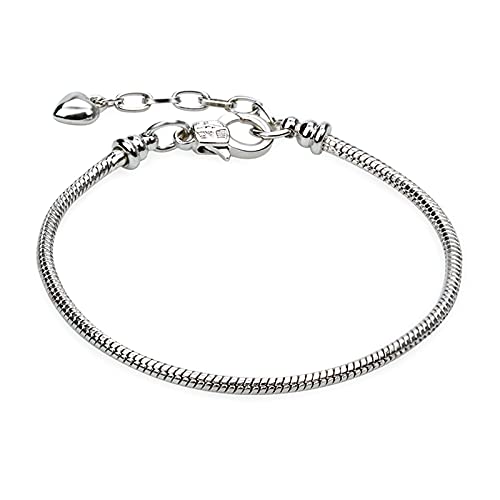 tiggell 5pcs Chain Bracelets Kit Silver Plated Snake Chain with Heart Lobster European Charm Bracelet for Christmas DIY Women Jewelry Findings Bracelet Making