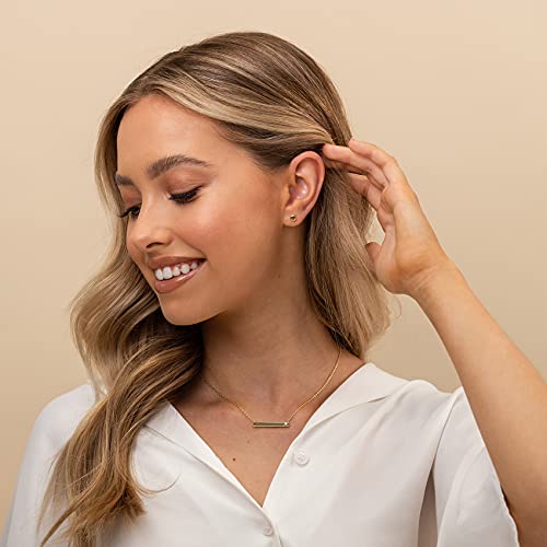 PAVOI Crystal Birthstone Bar Necklace | Dainty Gold