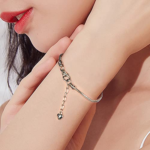 tiggell 5pcs Chain Bracelets Kit Silver Plated Snake Chain with Heart Lobster European Charm Bracelet for Christmas DIY Women Jewelry Findings Bracelet Making