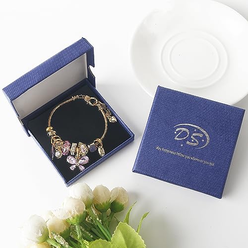 DS Charm Bracelets for girls,exquisite cute cartoon friendship bracelets gold Stainless Steel Bangle with birthday Gift box Adjustable girls jewelry Suitable for holiday gifts Purple Butterfly