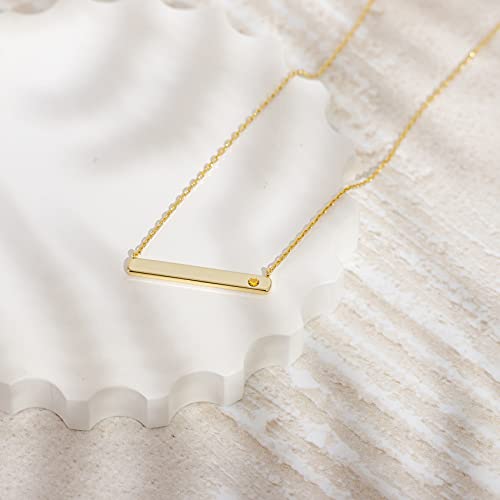 PAVOI Crystal Birthstone Bar Necklace | Dainty Gold