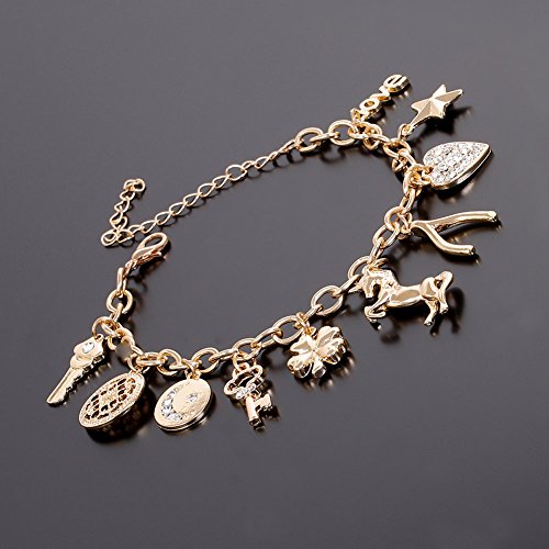 CEALXHENY Women’s Link Charm Bracelet Unicorn Butterfly Star Heart Pendant Charms Bracelet Bangles for Girls
