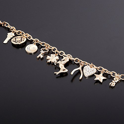CEALXHENY Women’s Link Charm Bracelet Unicorn Butterfly Star Heart Pendant Charms Bracelet Bangles for Girls