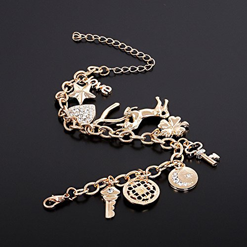 CEALXHENY Women’s Link Charm Bracelet Unicorn Butterfly Star Heart Pendant Charms Bracelet Bangles for Girls
