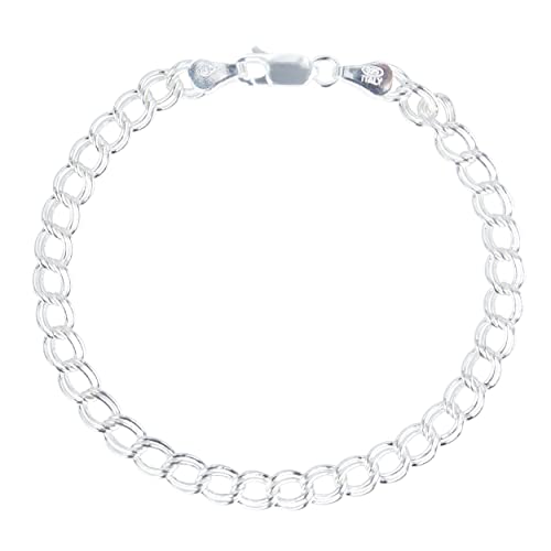 PORI JEWELERS 925 Sterling Silver Italian Charm Link Chain Bracelet for Men and Women - Size 7.5