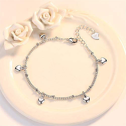 kelistom 925 Sterling Silver Bracelets for Women Teen Girls, Love Heart Charm Chain Bracelet Bangle Fashion Jewelry Gifts (heart hanging)
