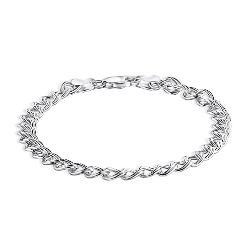 PORI JEWELERS 925 Sterling Silver Italian Charm Link Chain Bracelet for Men and Women - Size 7.5