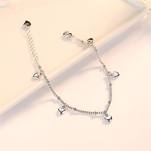 kelistom 925 Sterling Silver Bracelets for Women Teen Girls, Love Heart Charm Chain Bracelet Bangle Fashion Jewelry Gifts (heart hanging)