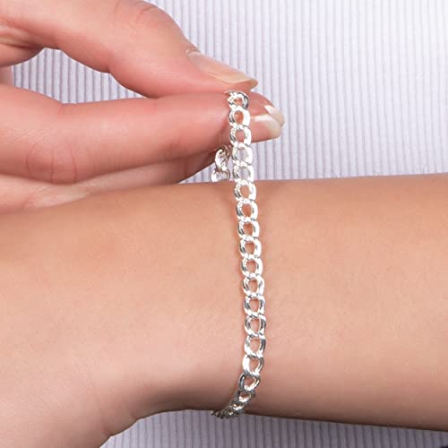 PORI JEWELERS 925 Sterling Silver Italian Charm Link Chain Bracelet for Men and Women - Size 7.5