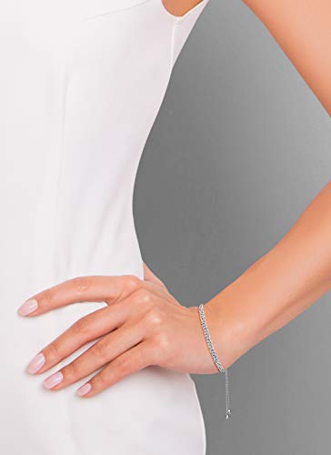 Miabella Italian 925 Sterling Silver 4mm Byzantine Adjustable Bolo Link Chain Bracelet for Women Handmade in Italy (sterling silver)