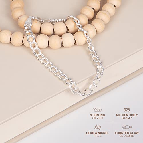 PORI JEWELERS 925 Sterling Silver Italian Charm Link Chain Bracelet for Men and Women - Size 7.5