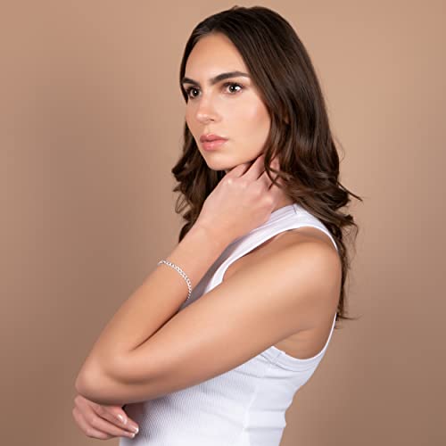 PORI JEWELERS 925 Sterling Silver Italian Charm Link Chain Bracelet for Men and Women - Size 7.5