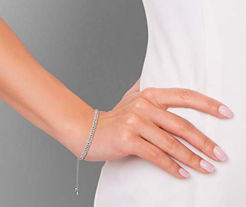 Miabella Italian 925 Sterling Silver 4mm Byzantine Adjustable Bolo Link Chain Bracelet for Women Handmade in Italy (sterling silver)