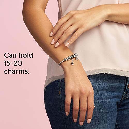 Pandora Moments Logo Barrel Clasp Snake Chain Bracelet - Compatible Moments Charms - Sterling Silver Bracelet for Women - Gift for Her - 7.5"
