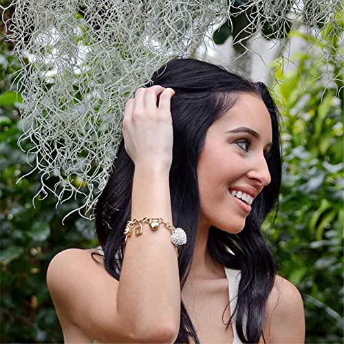 SILANER Gold Chain Link Bracelet - 7"+ 2" Extender 14K Gold Plated Love Locked Bracelets for Women and Girls, with Crystal, Love Heart,Key, Lock, Charm Bracelet (Love Locked Gold Charm)