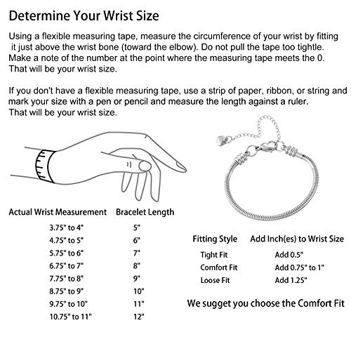 Chili Jewelry Women Snake Chain Charms Bracelet Moments Slider Love Memorial Stainless Steel Bracelet fit Charm Beads, 6 Inch