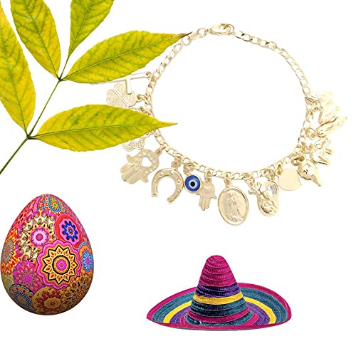 Inner Plane Azabache Charm Protection Bracelet Containing Figa Hand 14K Gold Filled Jewelry Protects From Evil Eye for Women Men Boys Girls