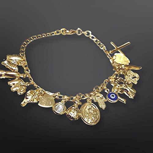 Inner Plane Azabache Charm Protection Bracelet Containing Figa Hand 14K Gold Filled Jewelry Protects From Evil Eye for Women Men Boys Girls