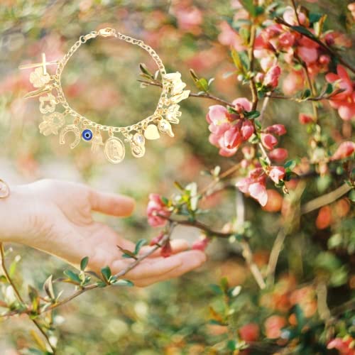 Inner Plane Azabache Charm Protection Bracelet Containing Figa Hand 14K Gold Filled Jewelry Protects From Evil Eye for Women Men Boys Girls