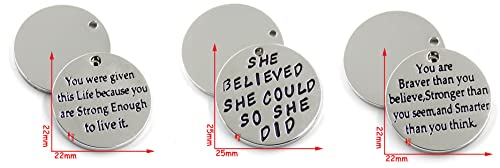 3 Pack Women Engraved Message Inspirational Words Round Charm Bracelets Set Expandable Silver Plated Stainless Steel Motivational Bangle Bracelet 3 Pic Set