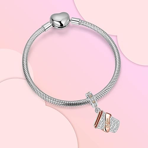 GOINEVA Coffee Cup Dangle Charm 925 Sterling Silver Charm Fits Women's Charm Bracelet & Necklace Valentine's Day Mother's Day Jewelry Gifts for Women