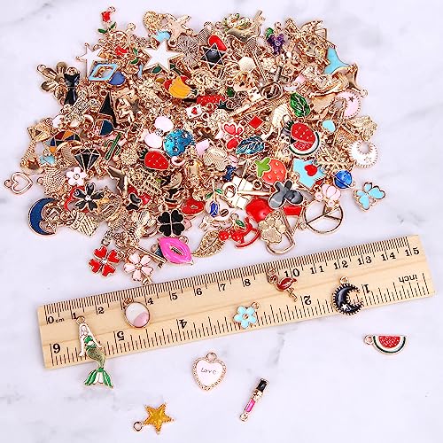 SANNIX 350Pcs Bracelet Charms Jewelry Making Charms Assorted Gold Plated Enamel Pendants for DIY Necklace Bracelet Earring Craft Supplies