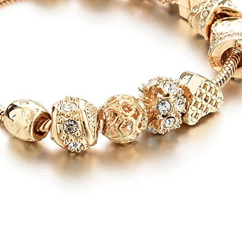 CHOKER Charm Bracelets for Women Gold Plated Snake Chain Heart Shape Smile Rhinestone Beads Charming Girlfriend Mom Gift
