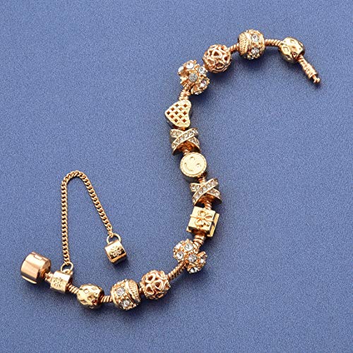 CHOKER Charm Bracelets for Women Gold Plated Snake Chain Heart Shape Smile Rhinestone Beads Charming Girlfriend Mom Gift