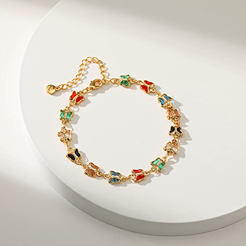 Butterfly Bracelets for Women 18k Gold Plated Dainty Charm Gold Bracelet for Women Teen Girls, Adjustable, Handmade Bracelet